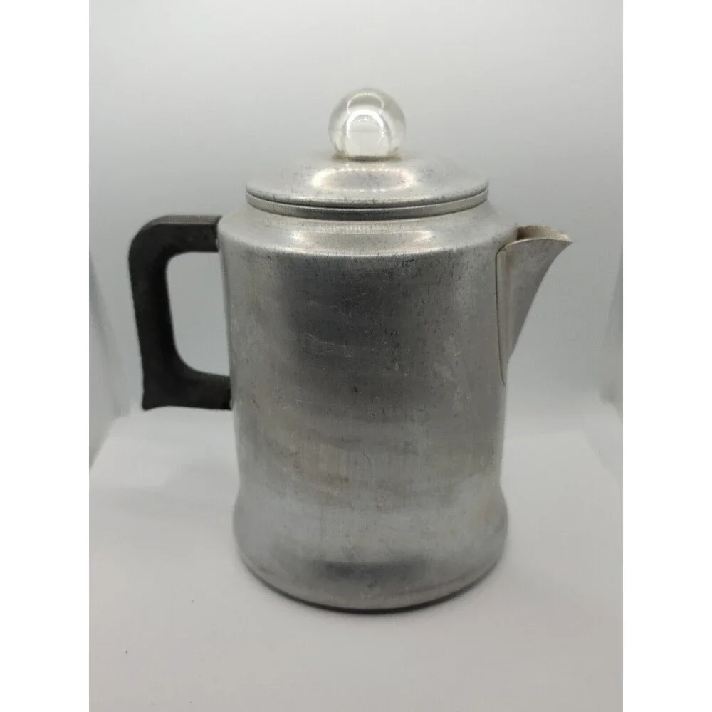 Comet Aluminum 7 Cup Glass Percolator Camping Stove-Top Coffee Pot USA Vintage